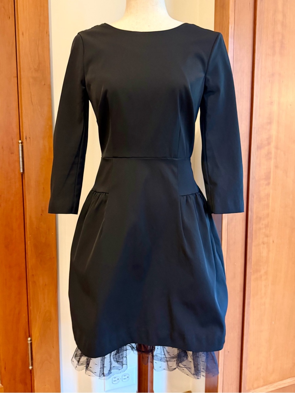J. Crew Black Fit-and-Flare Mini Dress with Tulle Hem